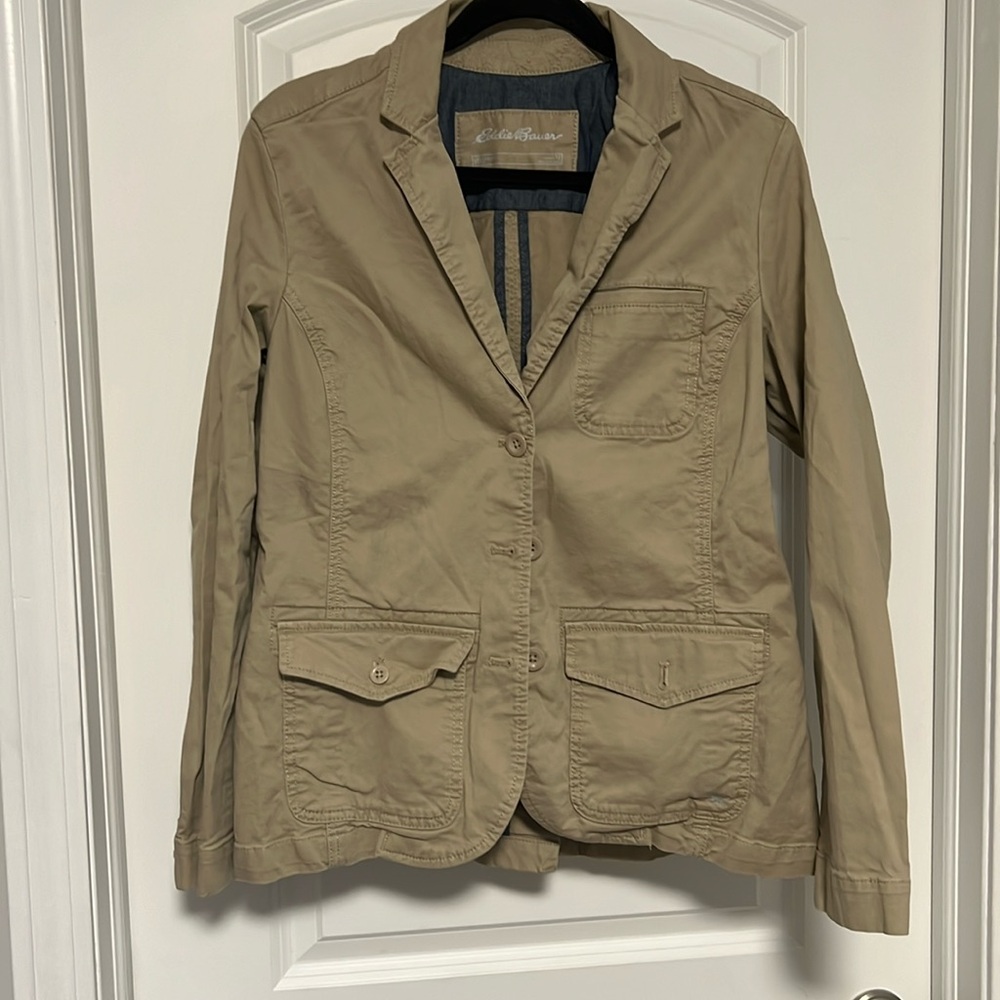 Eddie Bauer khaki blazer. Stretch. Size 12.